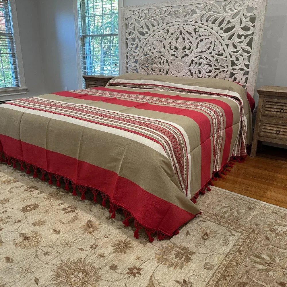 King Size Cotton Bedspread/Quilt. From Oaxaca Mex. Hand loom, Bed covers,